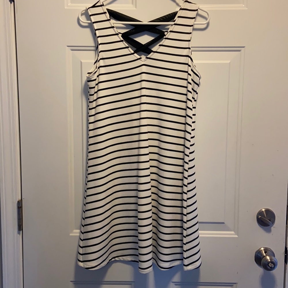 Black and white striped dress